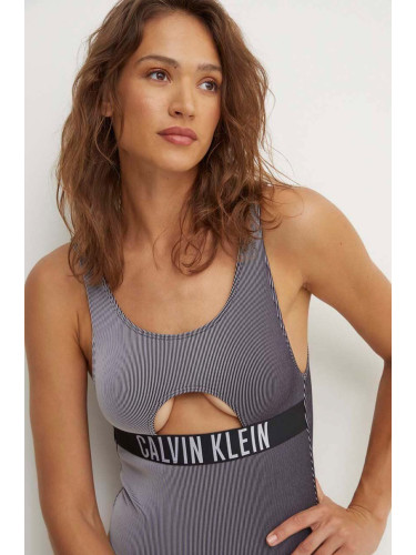 Цял бански Calvin Klein в черно с меки чашки KW0KW02640