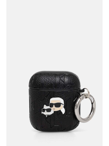 Покритие за Karl Lagerfeld AirPods 1/2 в черно KLA2PGKCPK