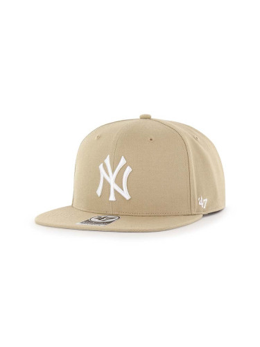 Шапка с козирка 47 brand MLB New York Yankees в бежово с апликация B-NSHOT17WBP-KHB