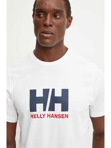 Памучна тениска Helly Hansen HH LOGO в бяло с принт 30396