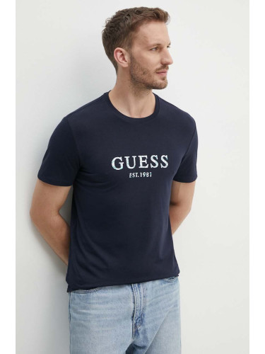 Тениска Guess в тъмносиньо с принт M4YI38 J1314