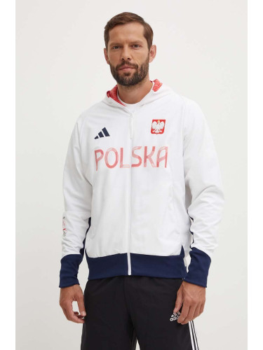 Яке adidas Performance Polska в бяло преходен модел JF6676