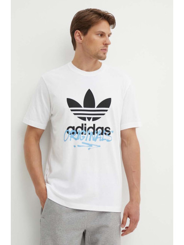 Памучна тениска adidas Originals в бяло с принт IX6750