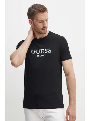 Тениска Guess в черно с принт M4YI38 J1314