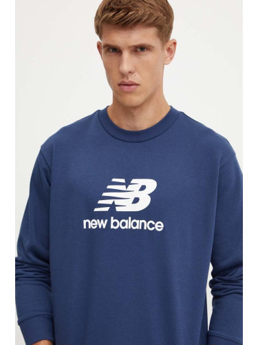 Суичър New Balance в тъмносиньо с принт MT41500NNY