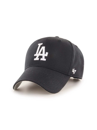 Памучна шапка с козирка 47 brand MLB Los Angeles Dodgers в черно с апликация B-RAC12CTP-BKA