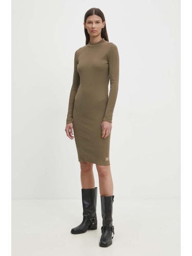 Рокля G-Star в зелено къса с кройка по тялото D25034-D702