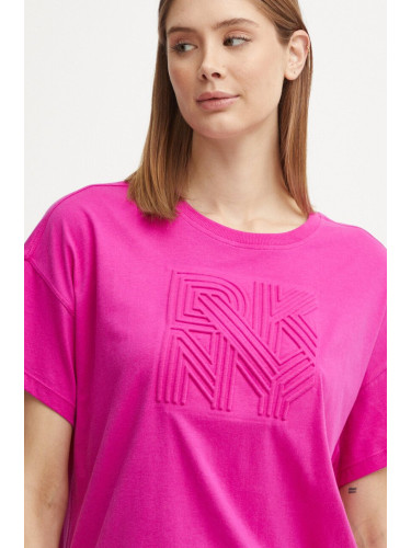 Памучна тениска Dkny в розово DP4T9851