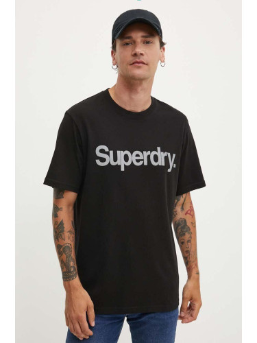 Памучна тениска Superdry в черно с принт M1012032A-02A