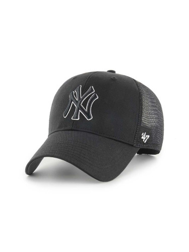 Шапка с козирка 47 brand MLB New York Yankees в черно с апликация B-BRANS17CTP-BKAQ