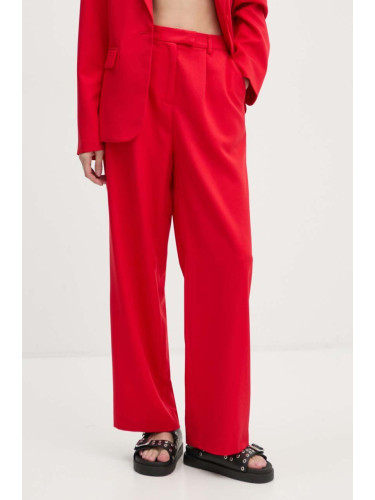 Панталон Never Fully Dressed Red Sundazed Roamance arden Trousers в червено със стандартна кройка, с висока талия NFDTR354