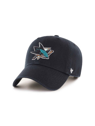 Памучна шапка с козирка 47 brand NHL San Jose Sharks в черно с апликация H-RGW22GWS-BK