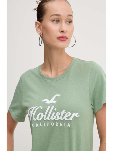 Памучна тениска Hollister Co. в зелено KI357-3284