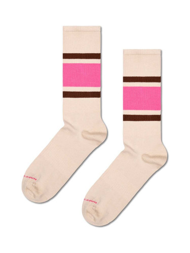 Чорапи Happy Socks Simple Stripe Sneaker Sock в бежово P001608