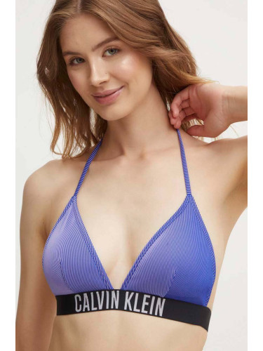 Горнище на бански Calvin Klein в синьо с леко подплатени чашки KW0KW02610