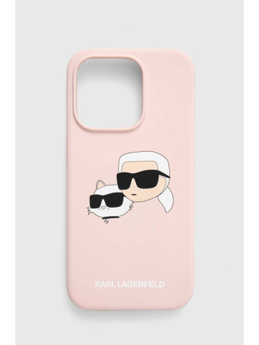 Кейс за телефон Karl Lagerfeld iPhone 15 Pro 6.1 в розово KLHMP15LSKCHPPLP