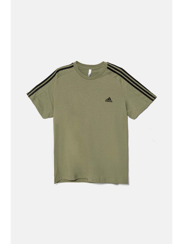 Памучна тениска adidas Essentials в зелено с апликация JE0346