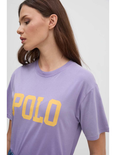 Памучна тениска Polo Ralph Lauren в лилаво 211941181