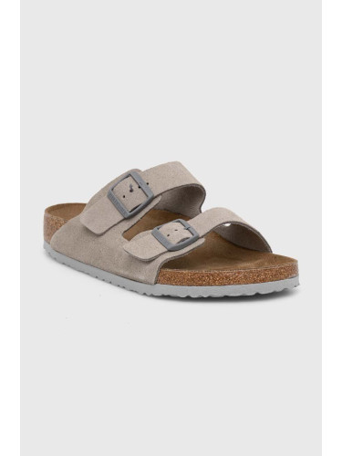 Велурени чехли Birkenstock Arizona в сиво 1027749