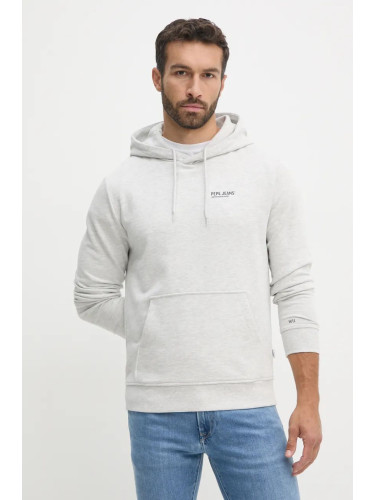 Суичър Pepe Jeans SAM HOODIE в сиво с качулка с принт PM582700