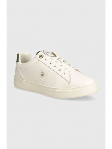 Кожени маратонки Tommy Hilfiger ELEVATED ESSENT SNEAKER MONOGRAM в бяло FW0FW07999