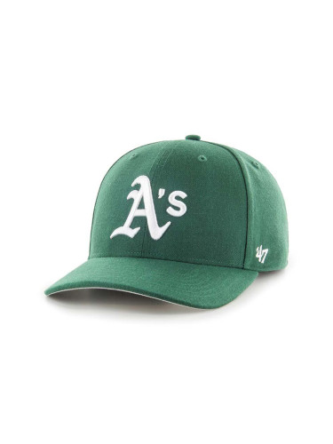 Шапка с козирка 47 brand MLB Oakland Athletics в зелено с апликация B-CLZOE18WBP-DGB