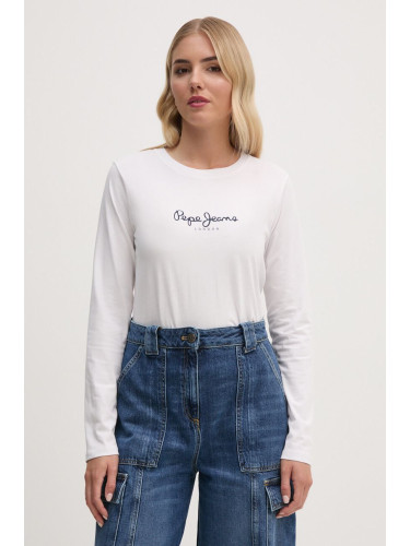 Памучна блуза с дълги ръкави Pepe Jeans FIORE LS в бяло PL505947