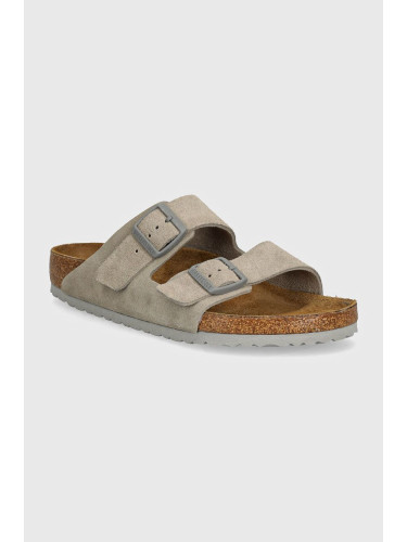 Велурени чехли Birkenstock Arizona в сиво 1028603