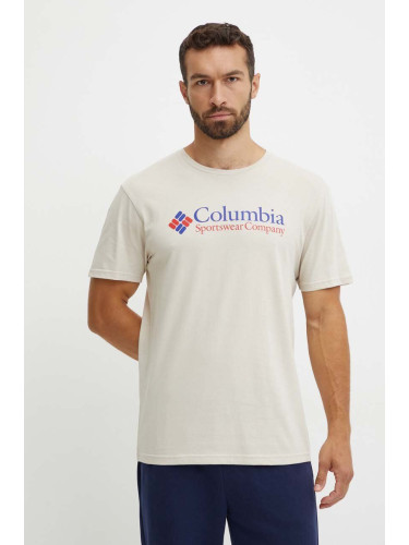 Тениска Columbia в бежово с принт