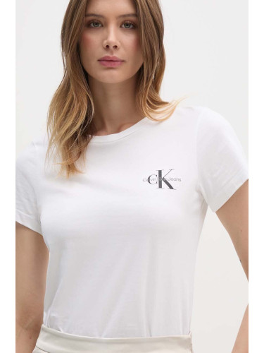 Памучна тениска Calvin Klein Jeans (2 броя) в бежово J20J219734