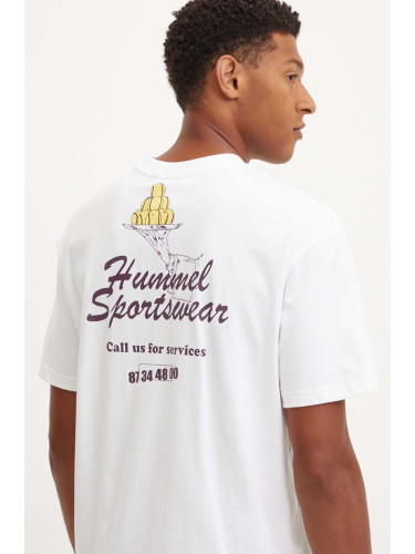 Памучна тениска Hummel Hummel x Peanuts в бяло с принт 226086