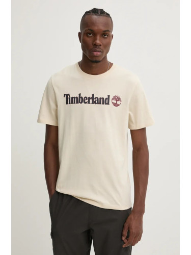 Памучна тениска Timberland в бежово с принт TB0A5UPQEFL1