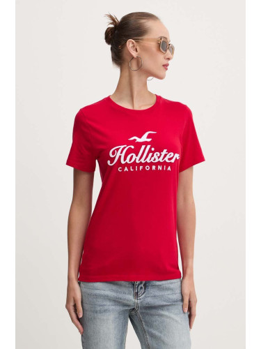 Памучна тениска Hollister Co. в червено KI357-3285