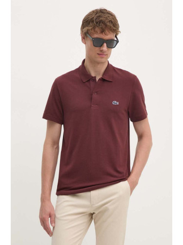 Тениска с яка Lacoste в бордо с изчистен дизайн DH5522