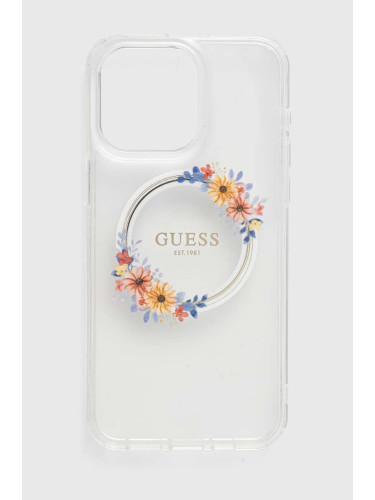 Кейс за телефон Guess iPhone 15 Pro Max 6.7 в прозрачен цвят GUHMP15XHFWFCT