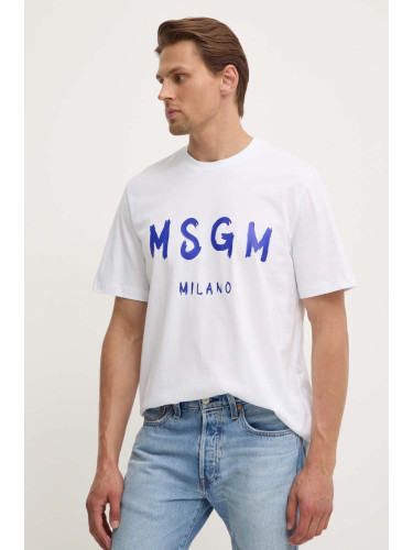 Памучна тениска MSGM в бяло с принт 3440MM510.237002