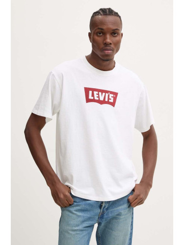 Памучна тениска Levi's в бяло с принт 000RY