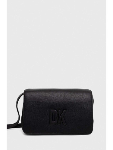 Кожена чанта Dkny в черно