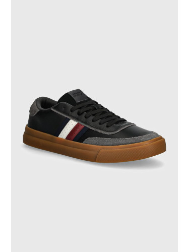 Кожени маратонки Tommy Hilfiger TH CUPSET 1A2 LTH MIX в черно FM0FM05118