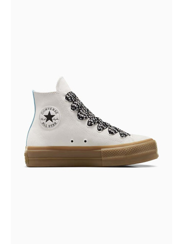 Велурени кецове Converse Chuck Taylor All Star Lift в бяло A10414C