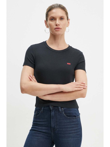 Тениска Levi's в черно с ниско поло A7419