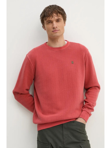 Памучен суичър G-Star в червено с изчистен дизайн D25891-D688
