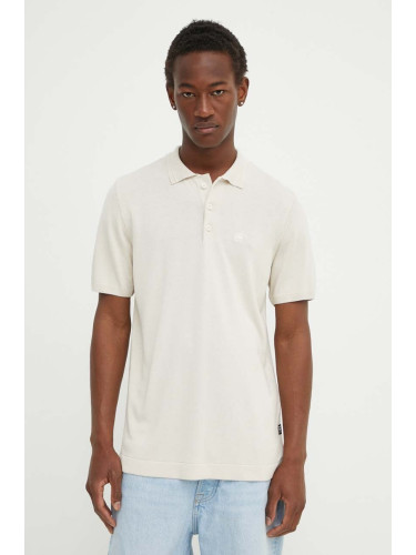 Тениска с яка G-Star в бежово с изчистен дизайн D24663-D618