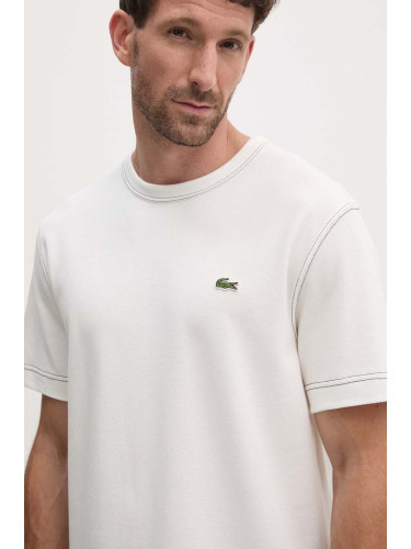 Памучна тениска Lacoste в бежово с изчистен дизайн TH2829