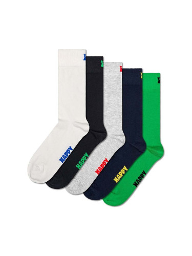 Чорапи Happy Socks 5-Pack Solid Socks (5 броя) в бяло P001016