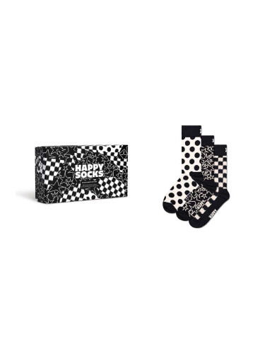 Чорапи Happy Socks 3-Pack Black And White Gift Set в черно P001722