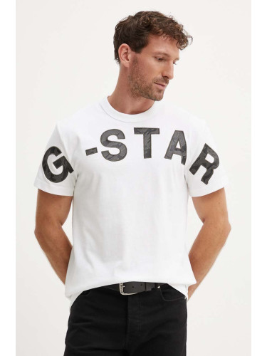 Памучна тениска G-Star Raw в бяло с апликация D25533-C336