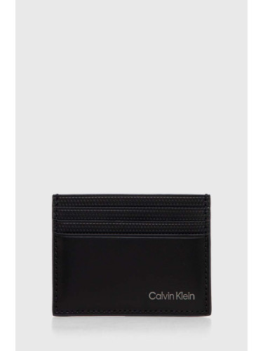 Кожен калъф за карти Calvin Klein в черно K50K512421