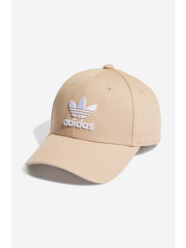 Памучна шапка с козирка adidas Originals Trefoil Baseball Cap в жълто с десен