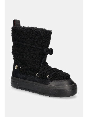 Апрески Tommy Hilfiger LACE-UP FAUX SHEARLING SNOWBOOT в черно FW0FW08252